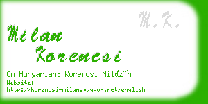 milan korencsi business card